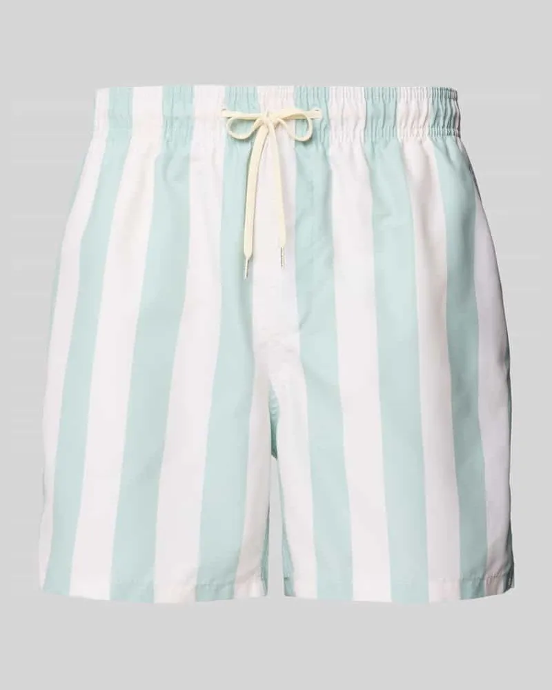 Selected Homme Badeshorts mit Streifenmuster Modell 'DANE Hellgruen
