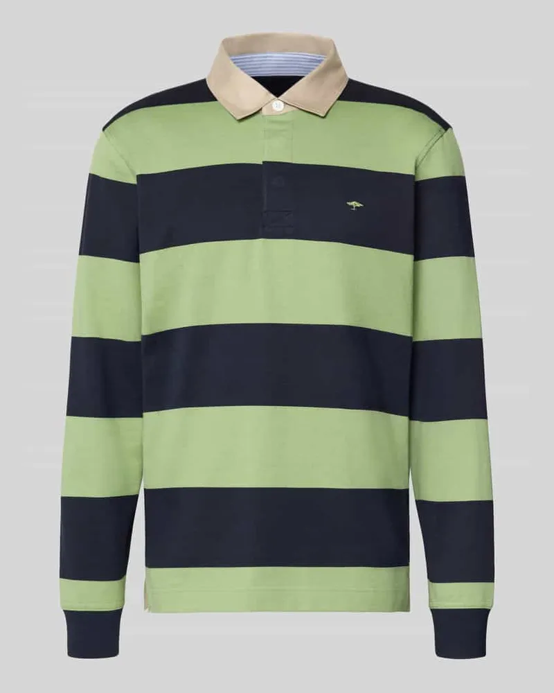 Fynch-Hatton Regular Fit Poloshirt mit Streifenmuster und Label-Stitching Hellgruen
