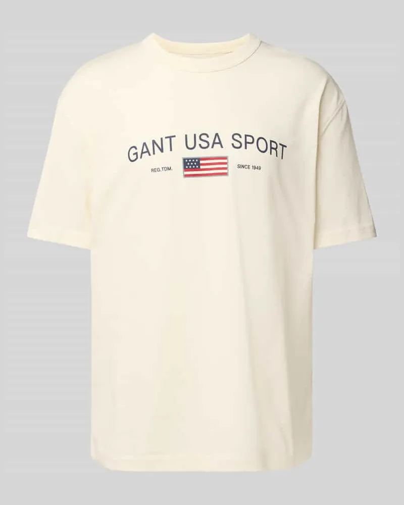 Gant T-Shirt mit Label-Print Offwhite