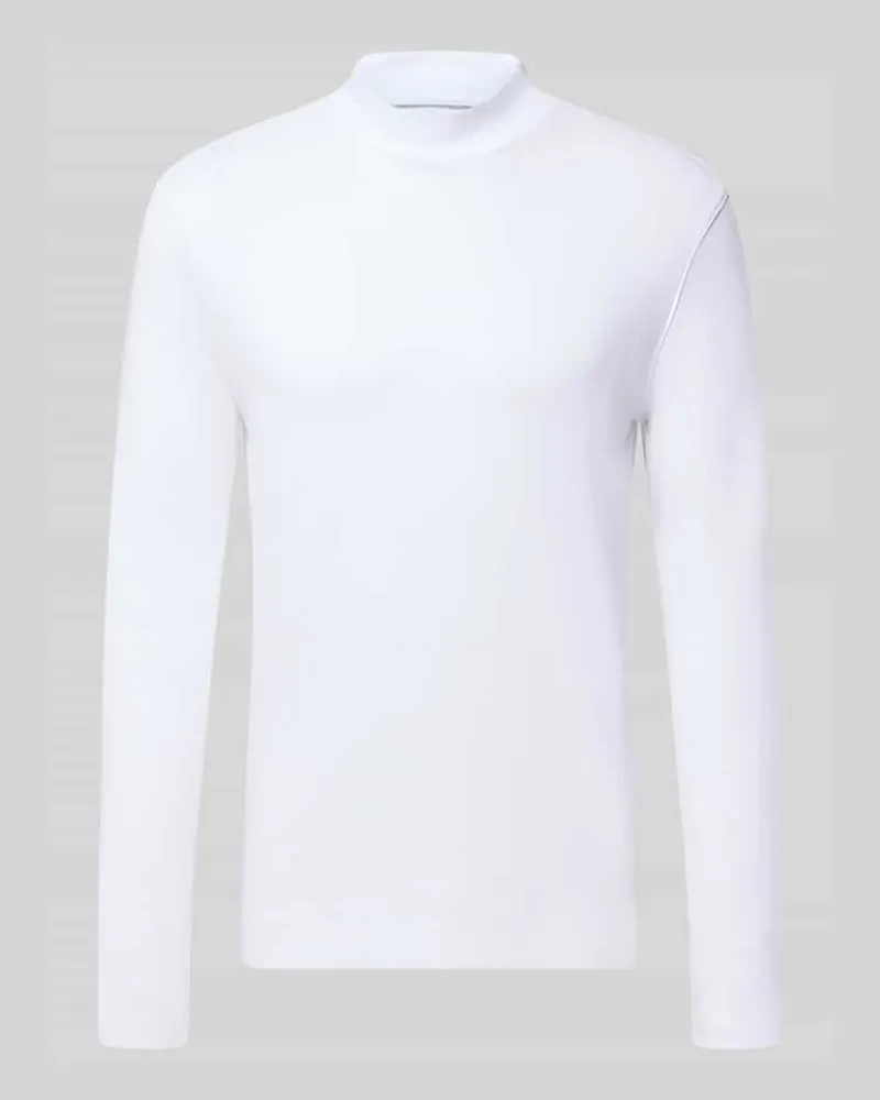 Christian Berg Regular Fit Longsleeve aus reiner Baumwolle mit Stehkragen Weiss