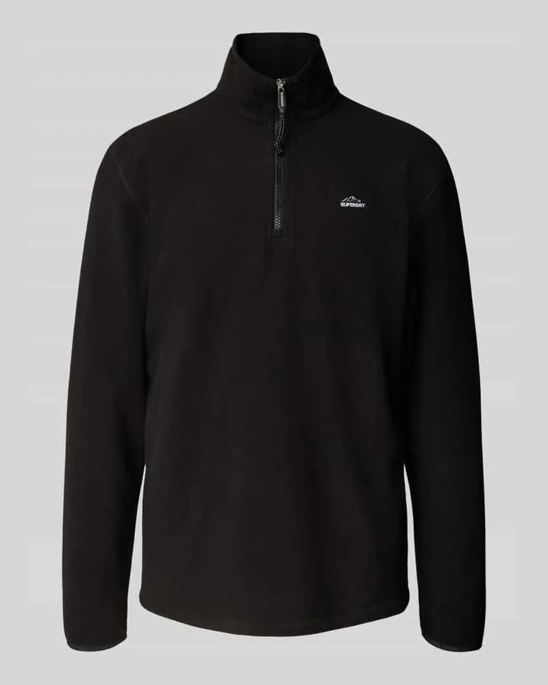 Superdry. Fleecepullover mit Label-Stitching und Stehkragen 