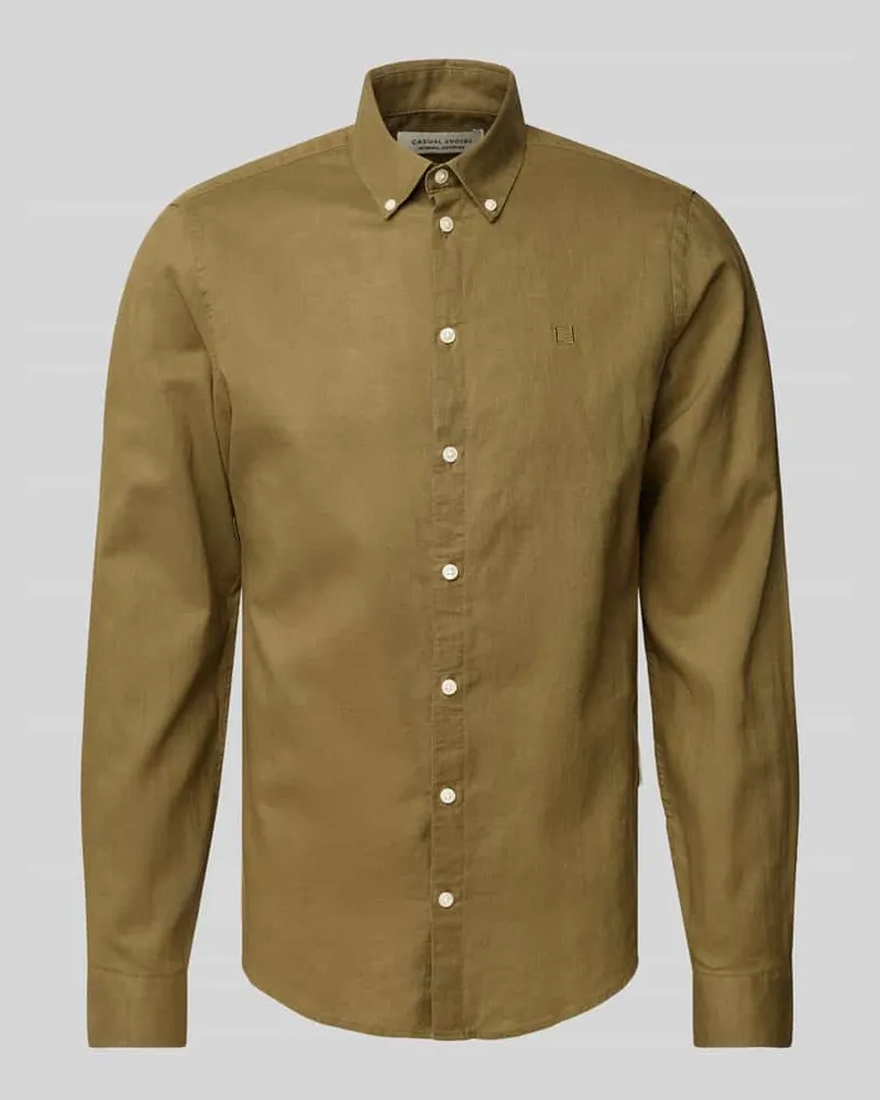 Casual Friday Regular Fit Leinenhemd mit Button-Down-Kragen Modell 'Anton 