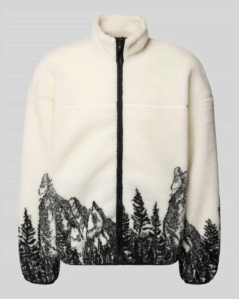 Only & Sons Regular Fit Teddyjacke mit Stehkragen Modell 'JAMES Offwhite