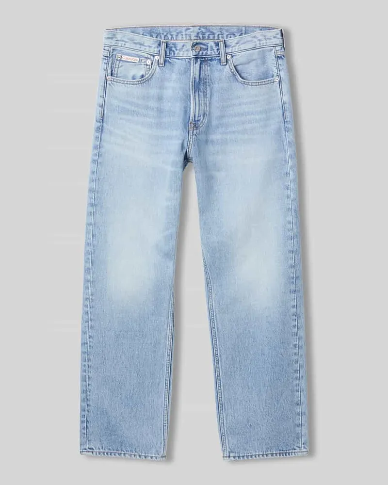 Calvin Klein Straight Fit Jeans aus reiner Baumwolle Hellblau