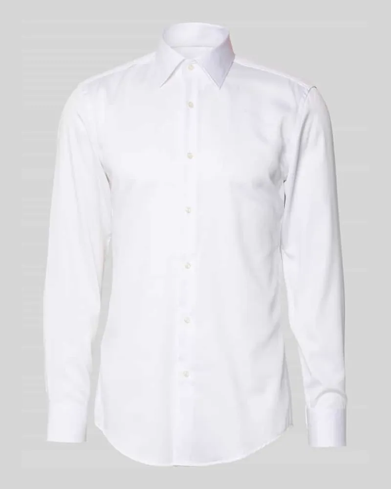 HUGO BOSS Slim Fit Businesshemd aus reiner Baumwolle Modell 'H-HANK KENT-C1 Weiss