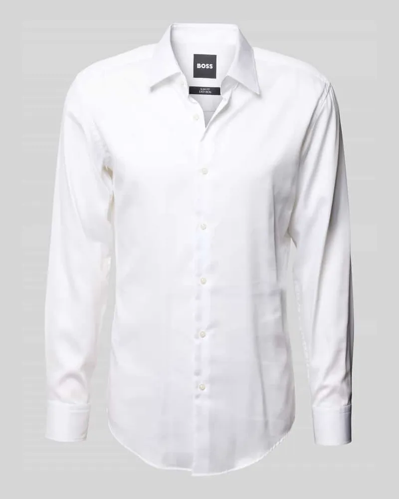 HUGO BOSS Slim Fit Businesshemd aus reiner Baumwolle Modell 'H-HANK KENT-C1 Weiss