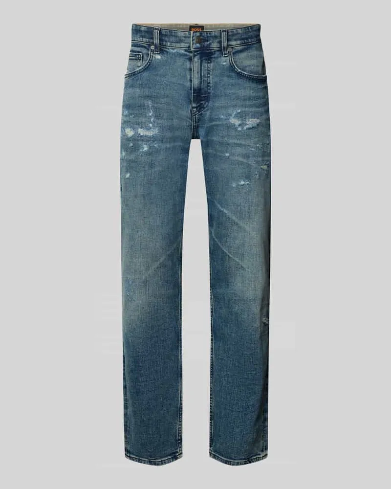 HUGO BOSS Tapered Fit Jeans aus Baumwoll-Mix Modell 'TROY Rauchblau