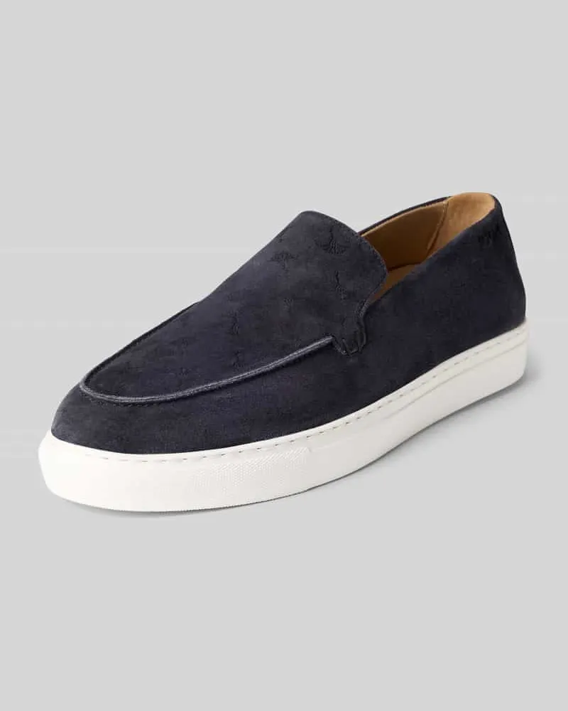 JOOP! Slip-on Sneaker aus Leder mit Logo-Muster Dunkelblau