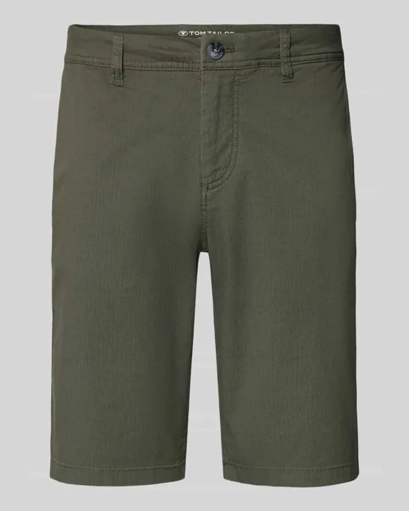 Tom Tailor Slim Fit Chinoshorts aus Baumwoll-Mix Khaki