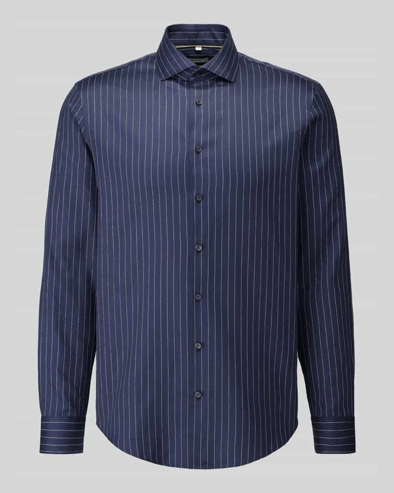 JAKE*S Slim Fit Businesshemd aus reiner Baumwolle Marine