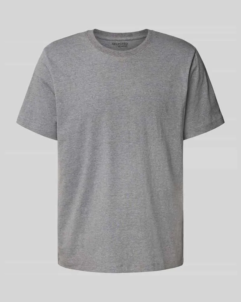 Selected Homme Regular Fit T-Shirt aus Baumwoll-Mix Modell 'ASPEN Mittelgrau