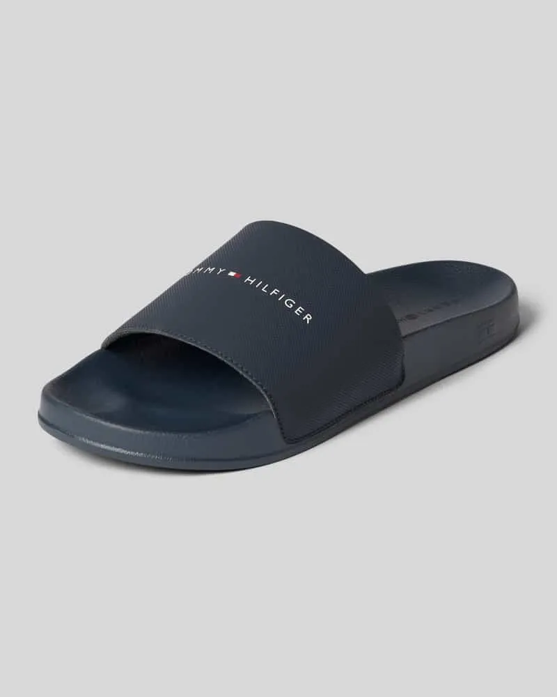 Tommy Hilfiger Badeslipper mit Label Print Marine