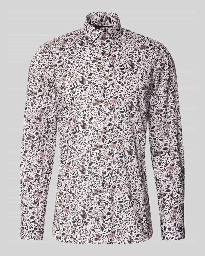 Olymp Slim Fit Businesshemd mit Kentkragen Mittelbraun