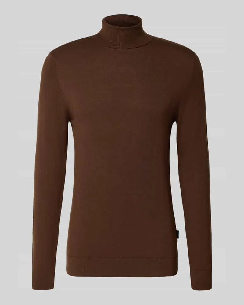 Blend Rollkragenpullover mit Label-Detail Modell 'BAGGE Mittelbraun