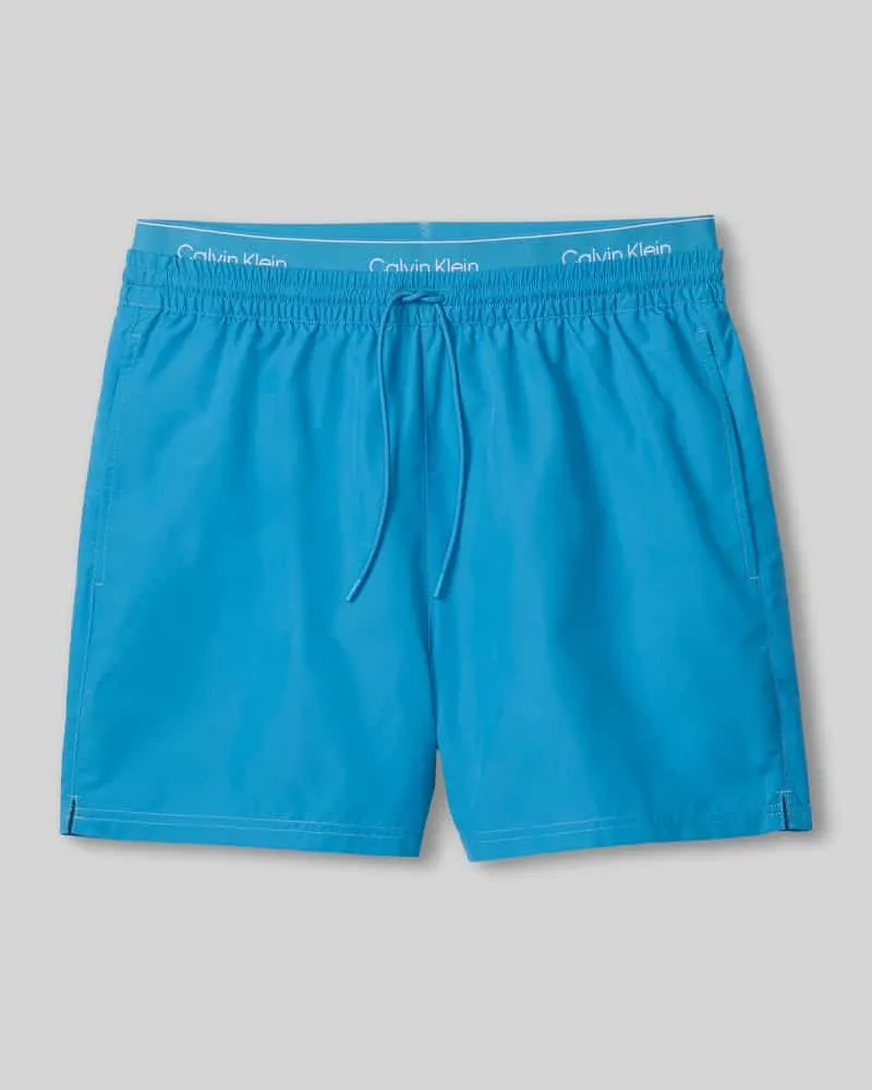 Calvin Klein Badeshorts mit Logo Bund Jeansblau