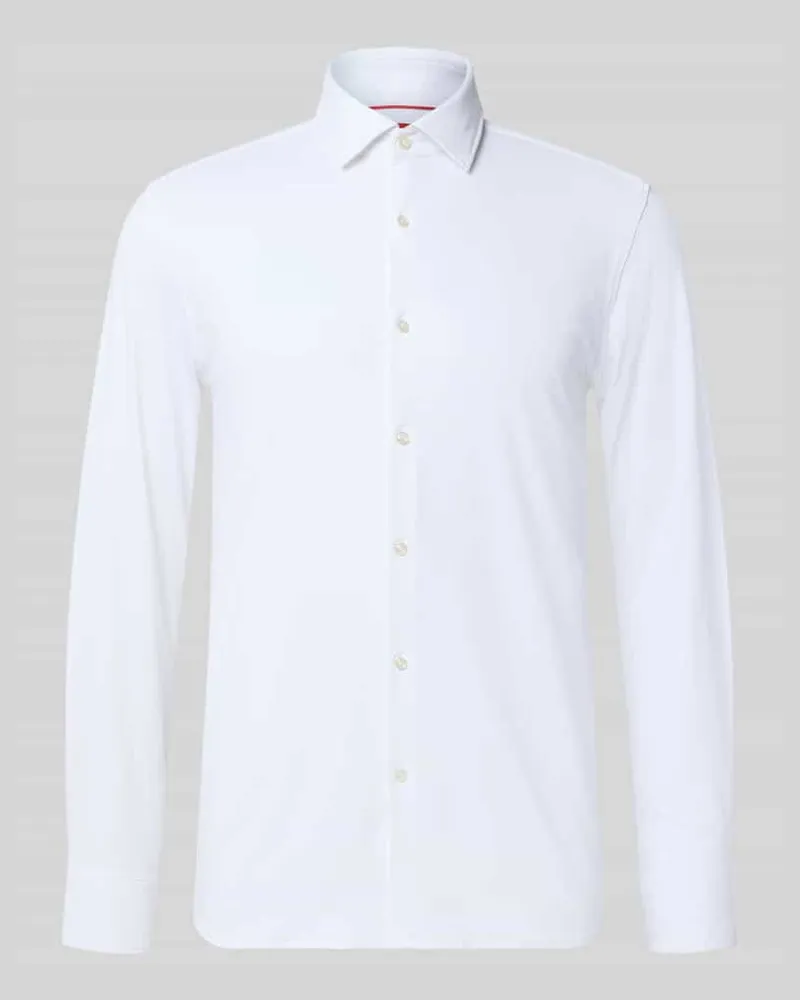 HUGO BOSS Slim Fit Businesshemd aus reiner Baumwolle Modell 'KENNO Weiss