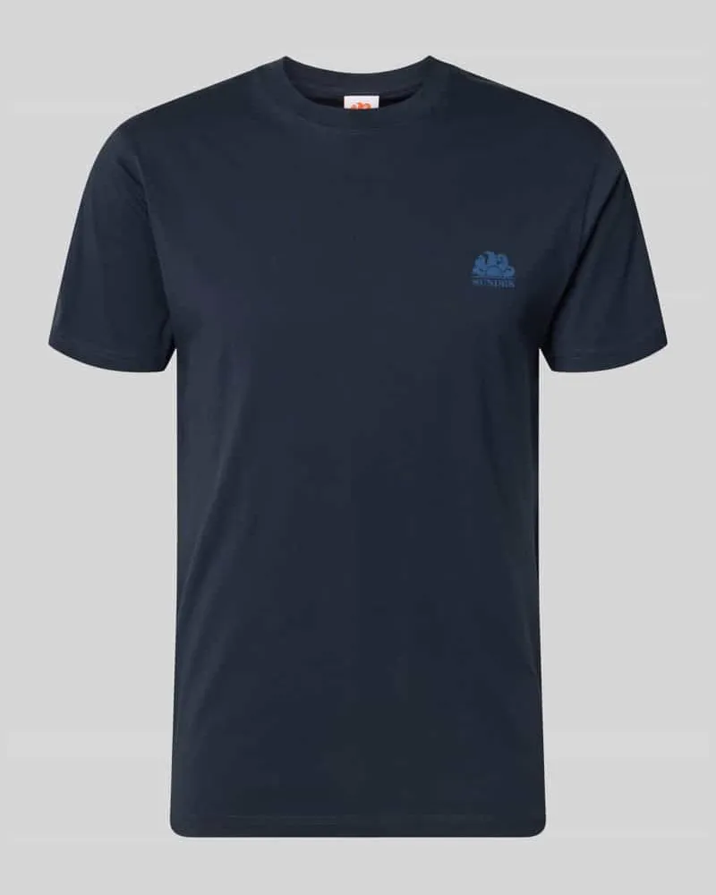 Sundek Slim Fit T-Shirt aus reiner Baumwolle Marine