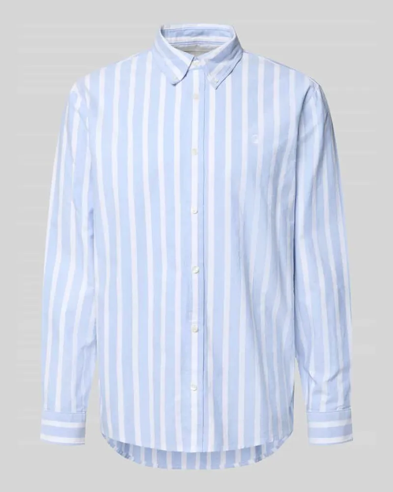 Carhartt WIP Regular Fit Freizeithemd mit Logo-Stitching Modell 'Deven Hellblau
