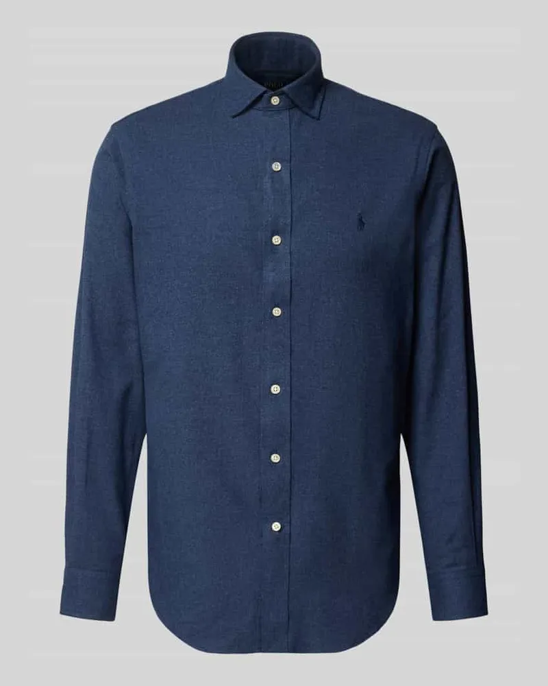 Ralph Lauren Custom Fit Freizeithemd mit Label-Stitching Dunkelblau
