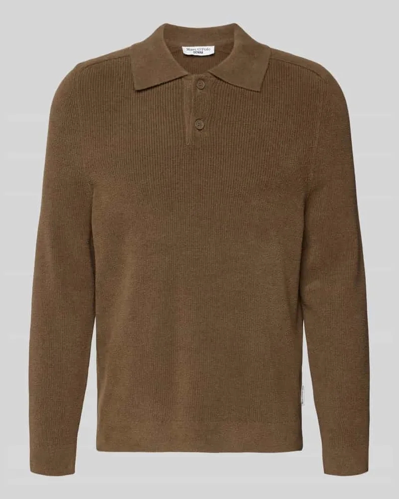 Marc O'Polo Regular Fit Strickpullover mit Polokragen Taupe