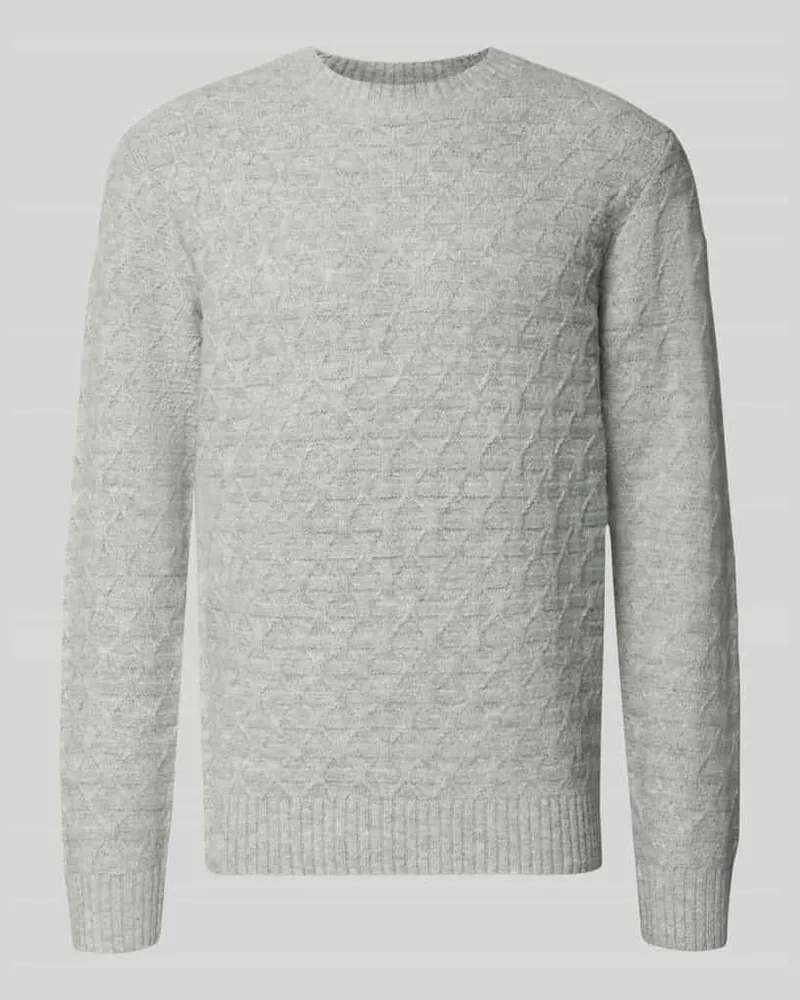 Jack & Jones Strickpullover mit gerippten Abschlüssen Modell 'BLASIMON Mittelgrau