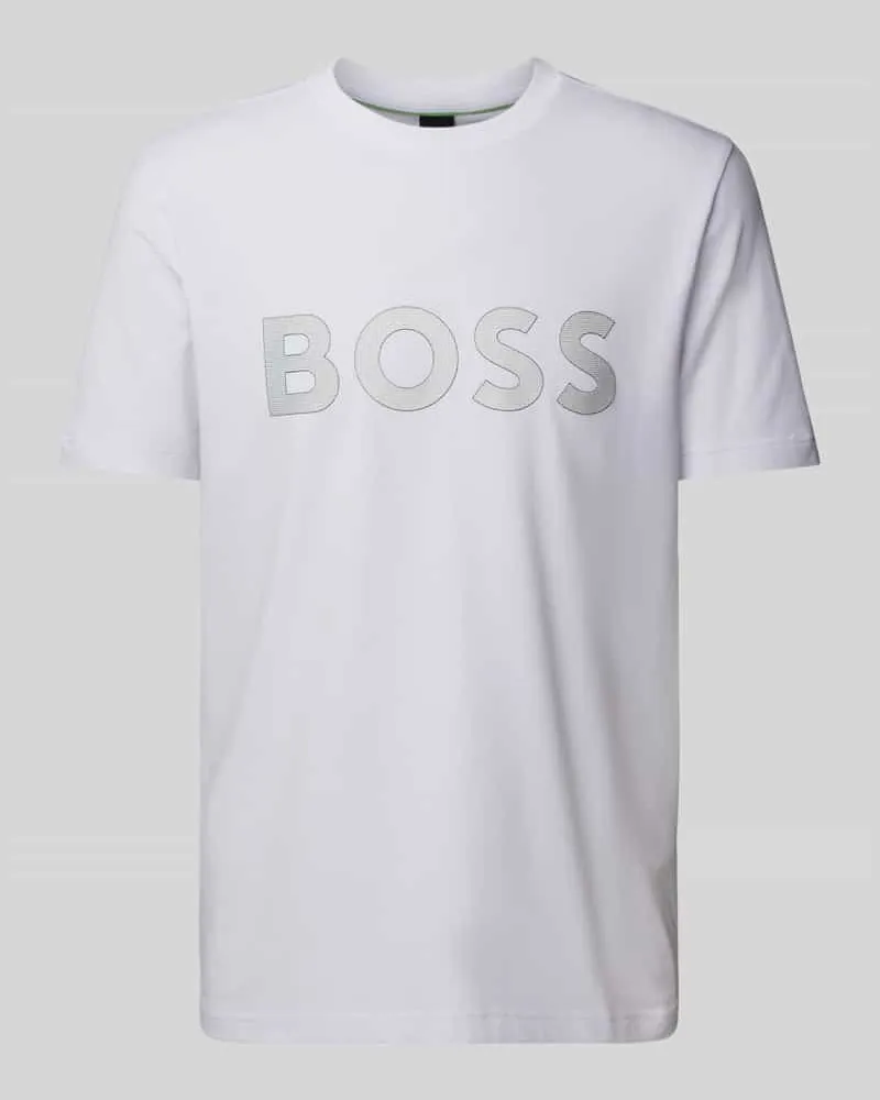 HUGO BOSS T-Shirt mit Label-Print Weiss