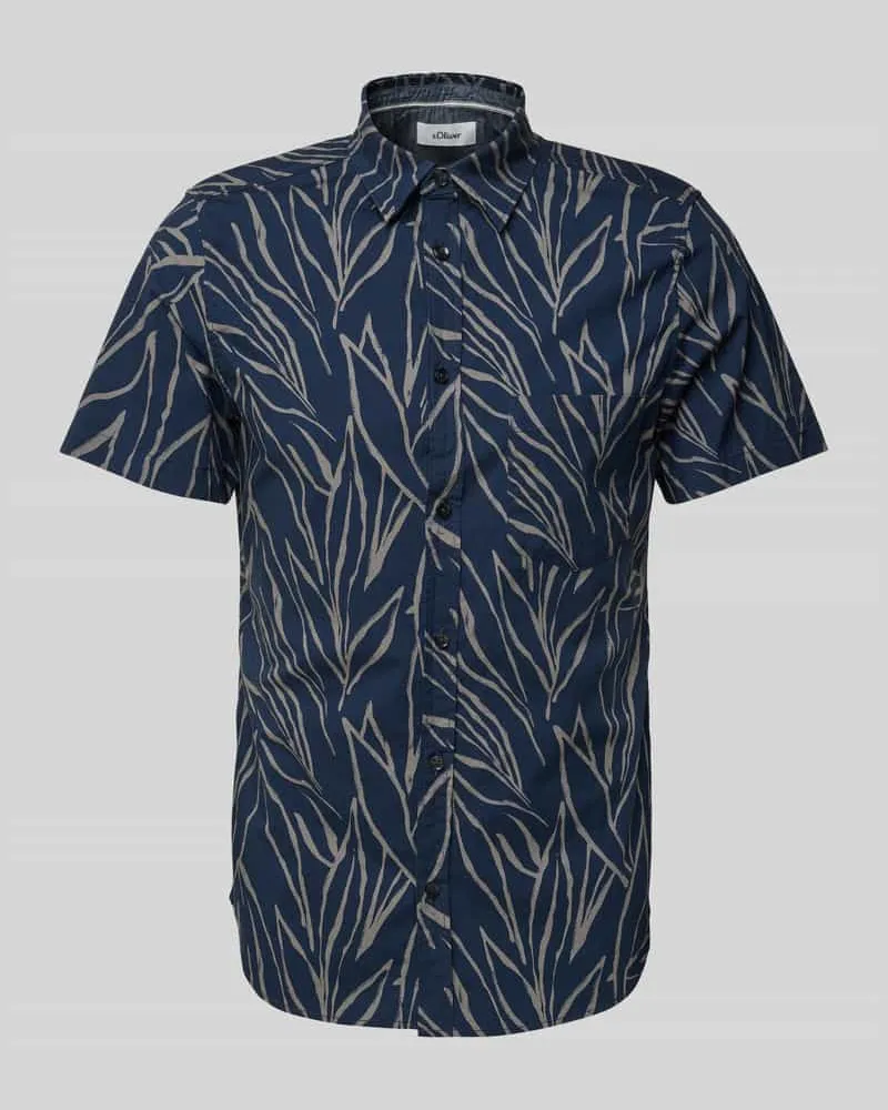 S.Oliver Slim Fit Kurzarmhemd aus Baumwoll-Mix 