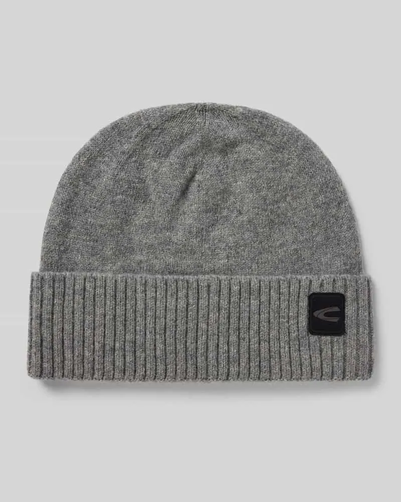 Camel Active Mütze aus reiner Wolle Modell 'Solid Mittelgrau