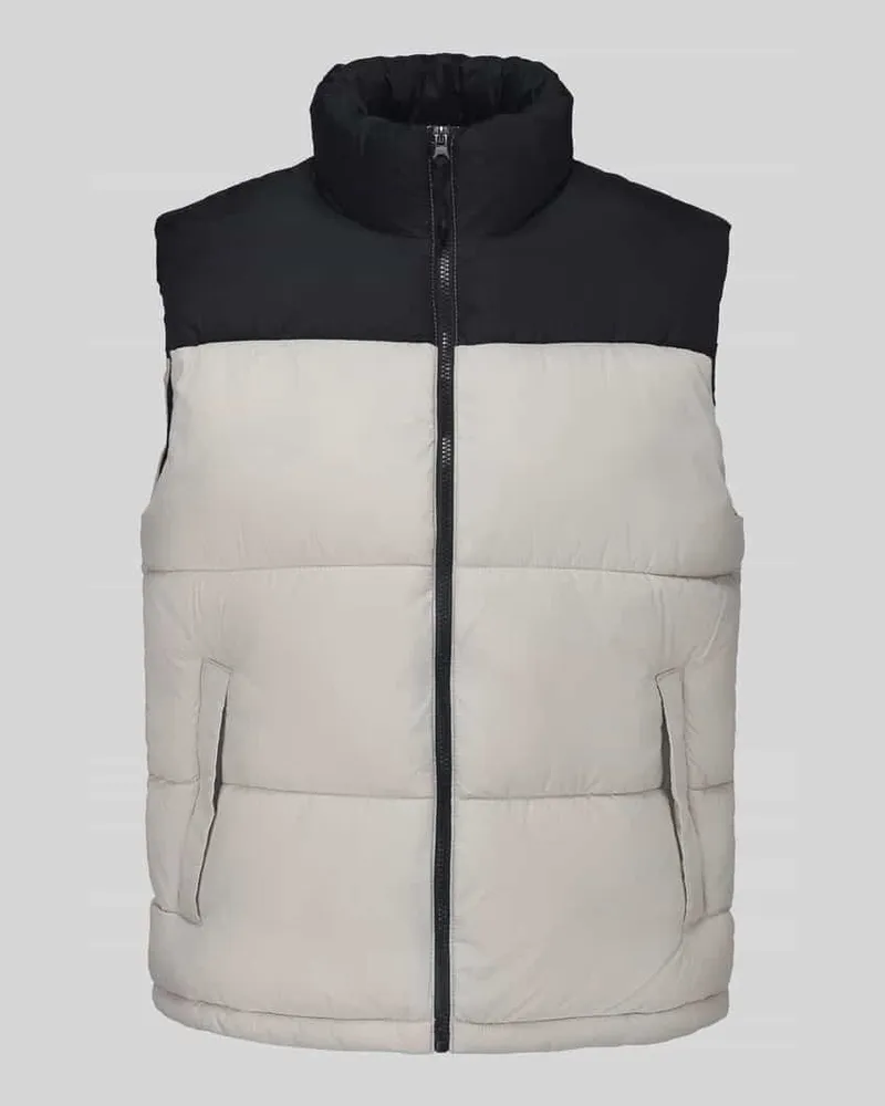 Only & Sons Steppweste mit hohem Stehkragen Sand