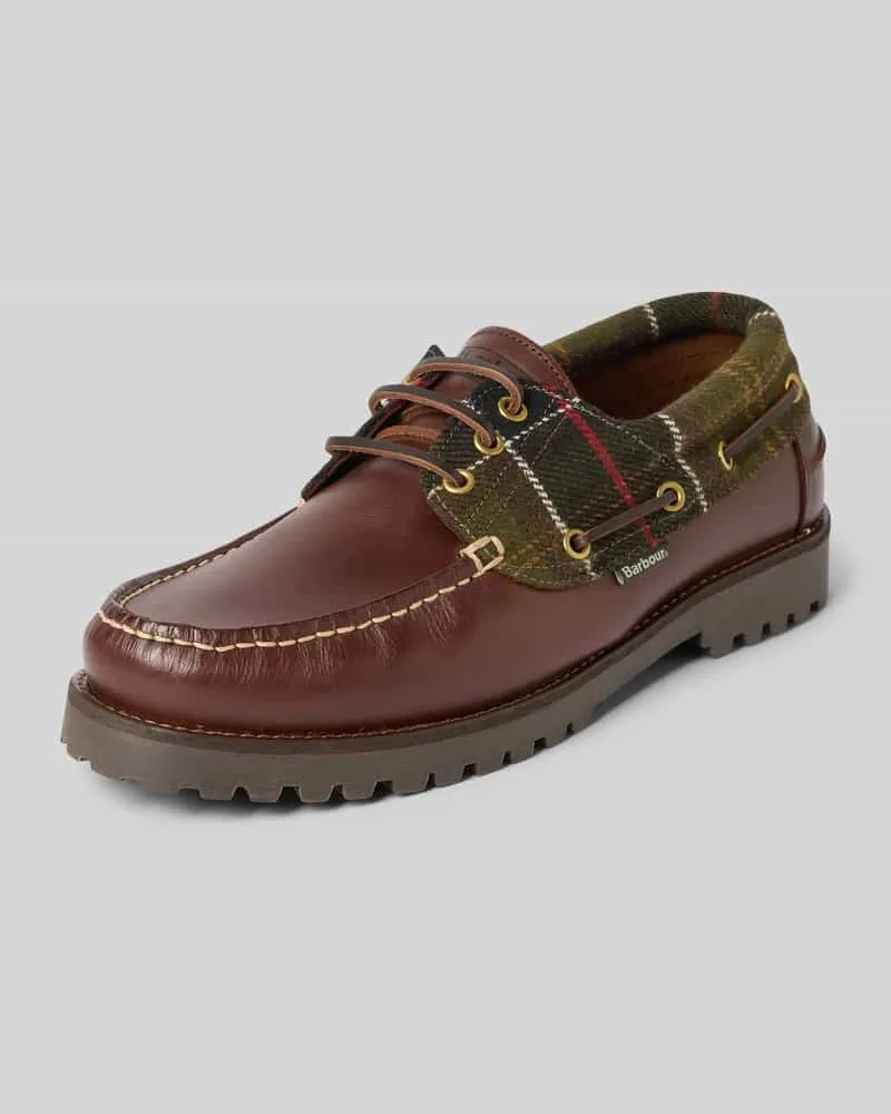Barbour Schnürschuhe aus echtem Rindsleder Modell 'Deck Dunkelbraun