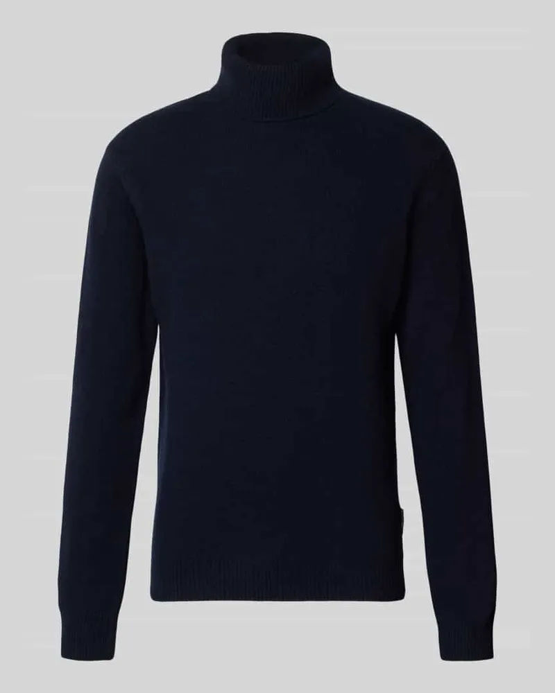 Casual Friday Slim Fit Rollkragenpullover aus Woll-Mix Modell 'Karl Dunkelblau
