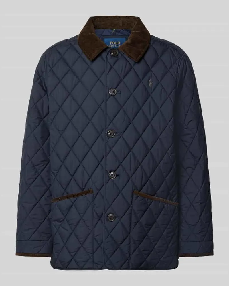 Ralph Lauren Regular Fit Steppjacke mit Cord Umlegekragen Marine