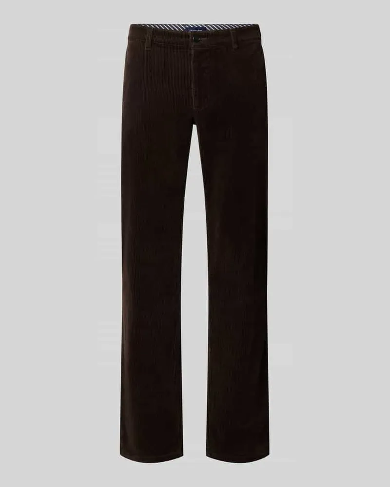 Christian Berg Straight Fit Stoffhose aus Baumwoll-Mix Dunkelbraun