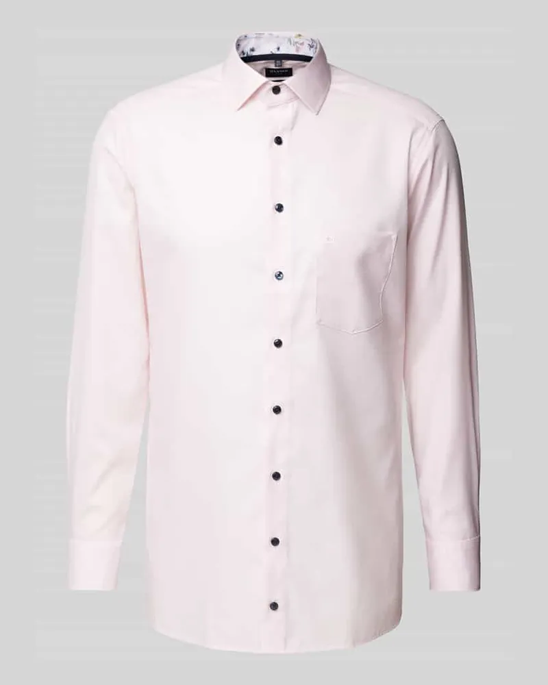 Olymp Regular Fit Business-Hemd mit Brusttasche Rose