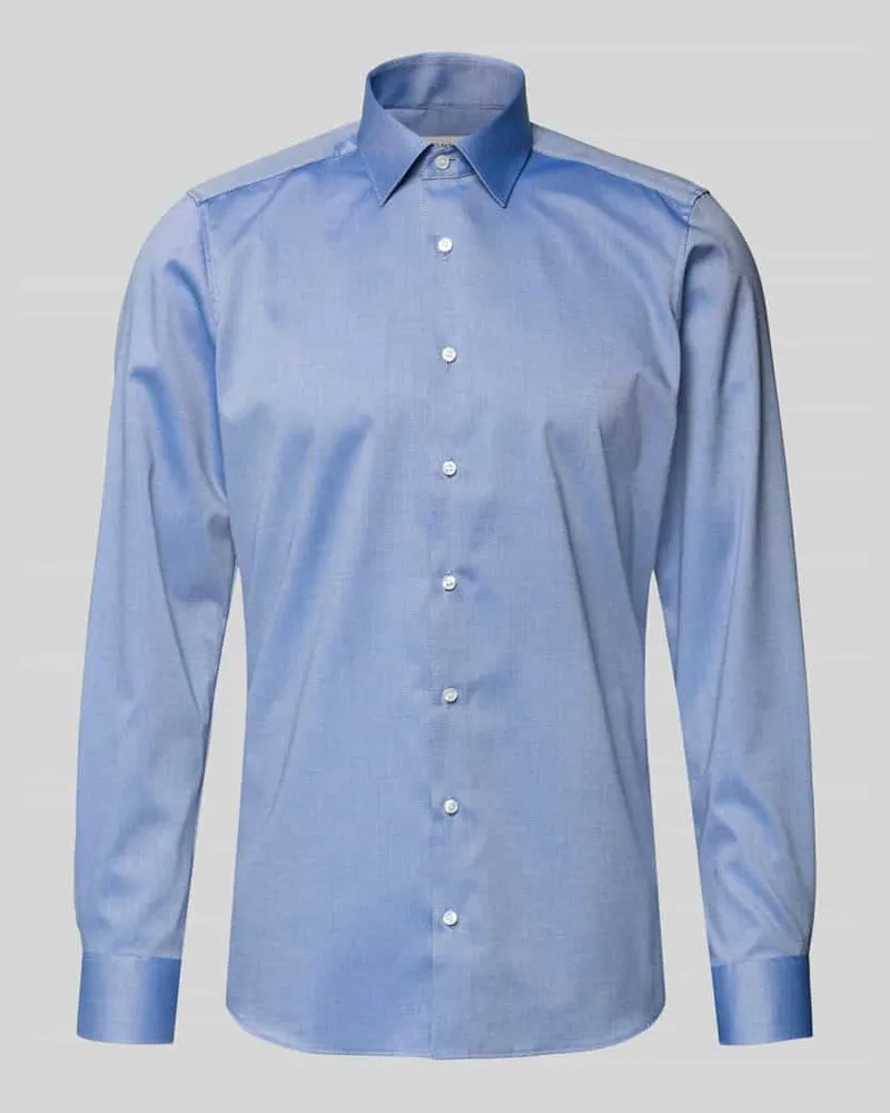 Olymp Slim Fit Business-Hemd mit Strukturmuster und Kentkragen Royal