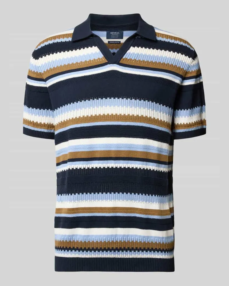McNeal Strickshirt im Allover-Look mit Polokragen Dunkelblau