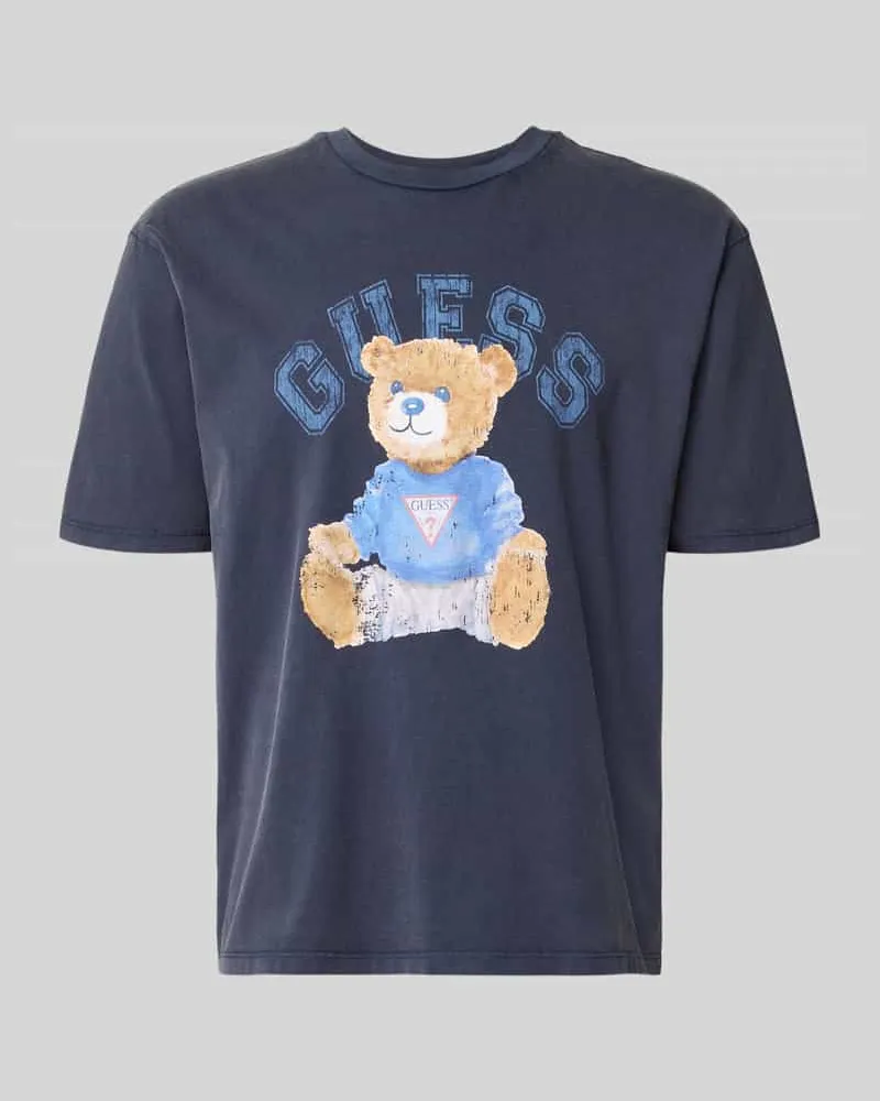 Guess T-Shirt mit Motiv-Print und Rundhalsausschnitt Marine