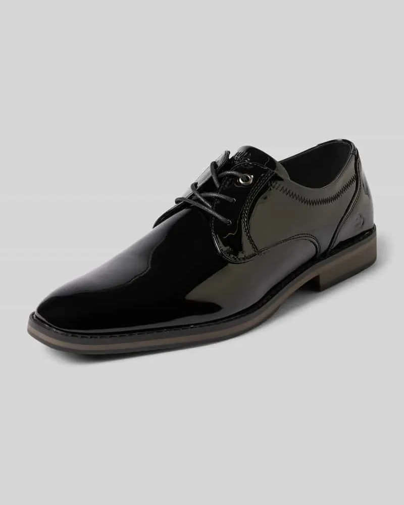 Bullboxer Schnürschuhe aus Lack mit Label-Detail Black