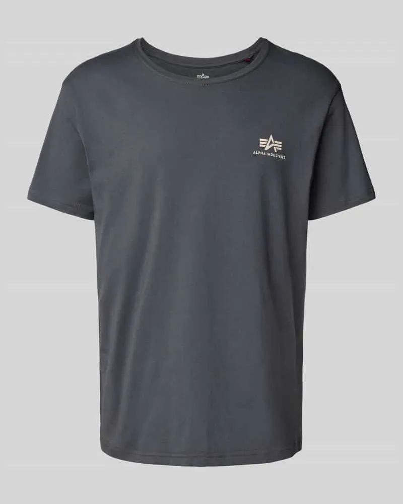 Alpha Industries T-Shirt mit Label-Print und Rundhalsausschnitt Dunkelgrau