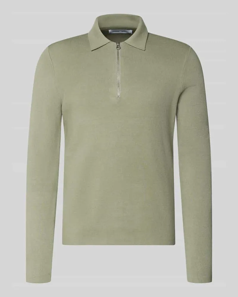 Samsøe & Samsøe Slim Fit Pullover mit Polokragen Modell 'GUNA Hellgruen