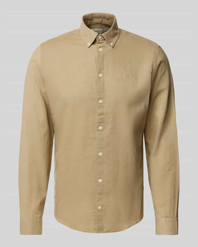 Casual Friday Regular Fit Leinenhemd mit Button-Down-Kragen Modell 'Anton 
