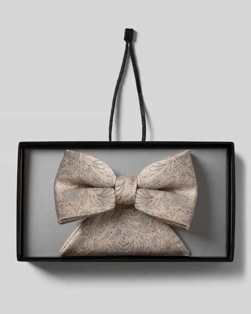 Wilvorst Set aus Fliege und Einstecktuch Sand