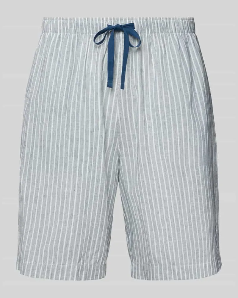 Schiesser Relaxed Fit Pyjama-Shorts mit Leinen-Anteil Marine