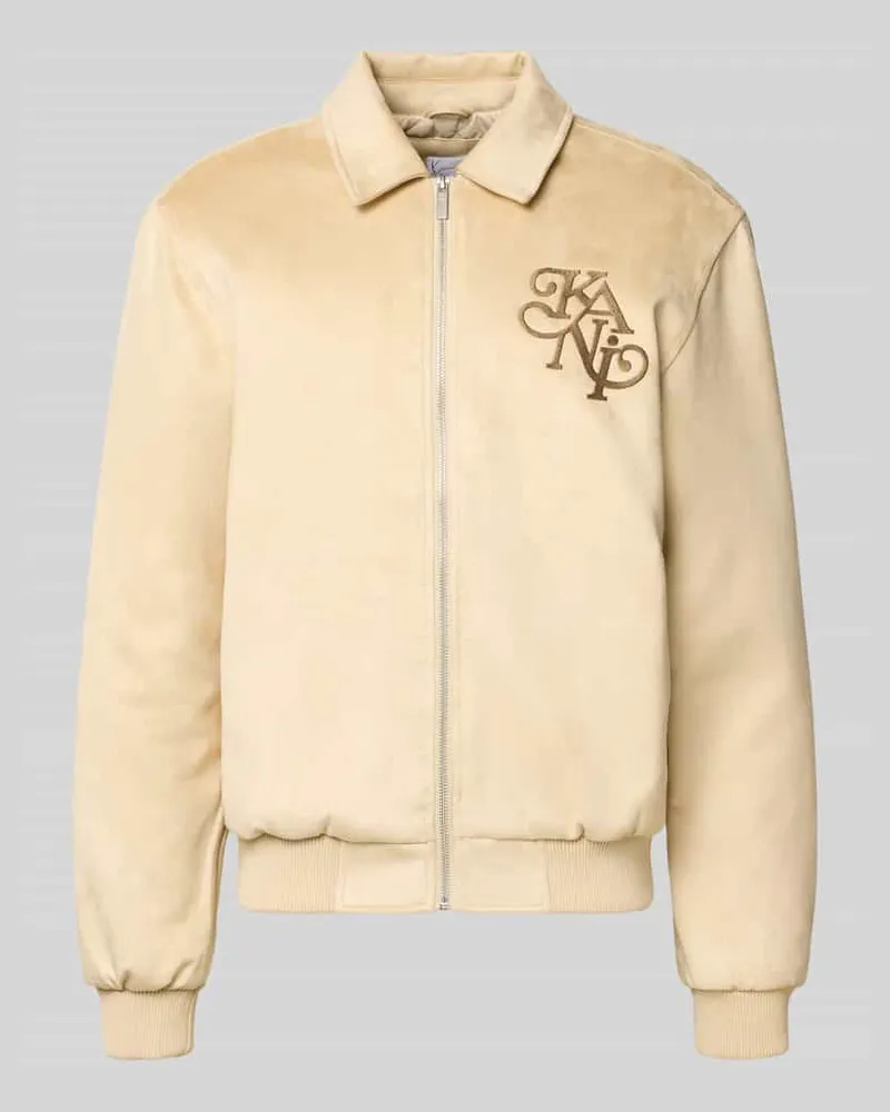 Karl Kani Jacke in Leder-Optik mit Label-Stitching Beige