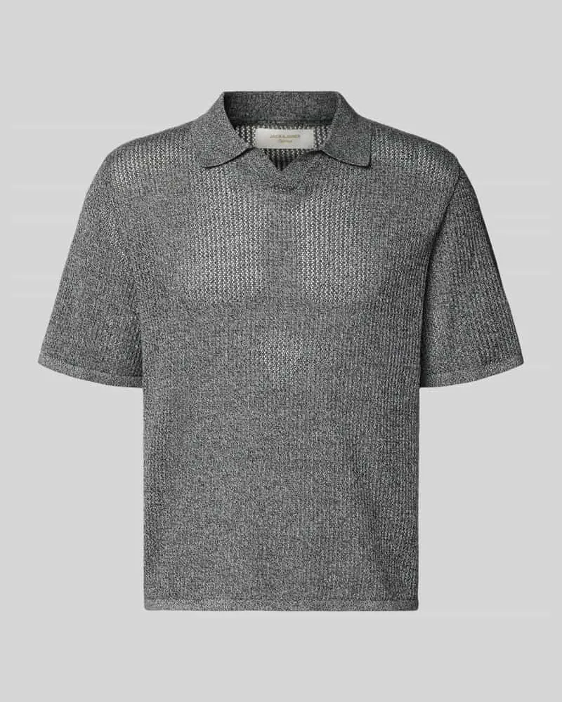 Jack & Jones Regular Fit Strick-Poloshirt Modell 'CASSIS Anthrazit