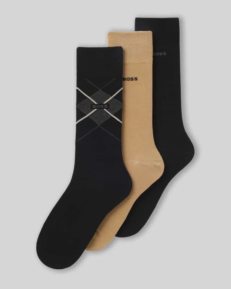 HUGO BOSS Socken mit Logo-Detail im 3er-Pack Beige