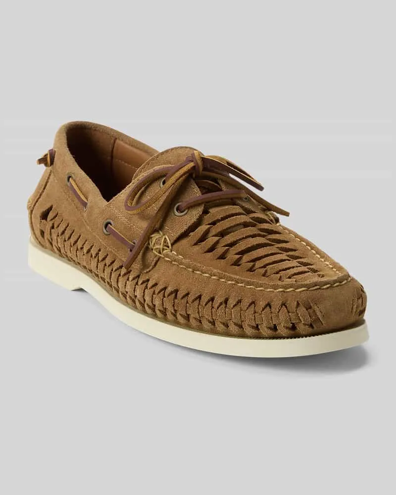 Ralph Lauren Loafer aus echtem Leder mit Flecht-Details Camel