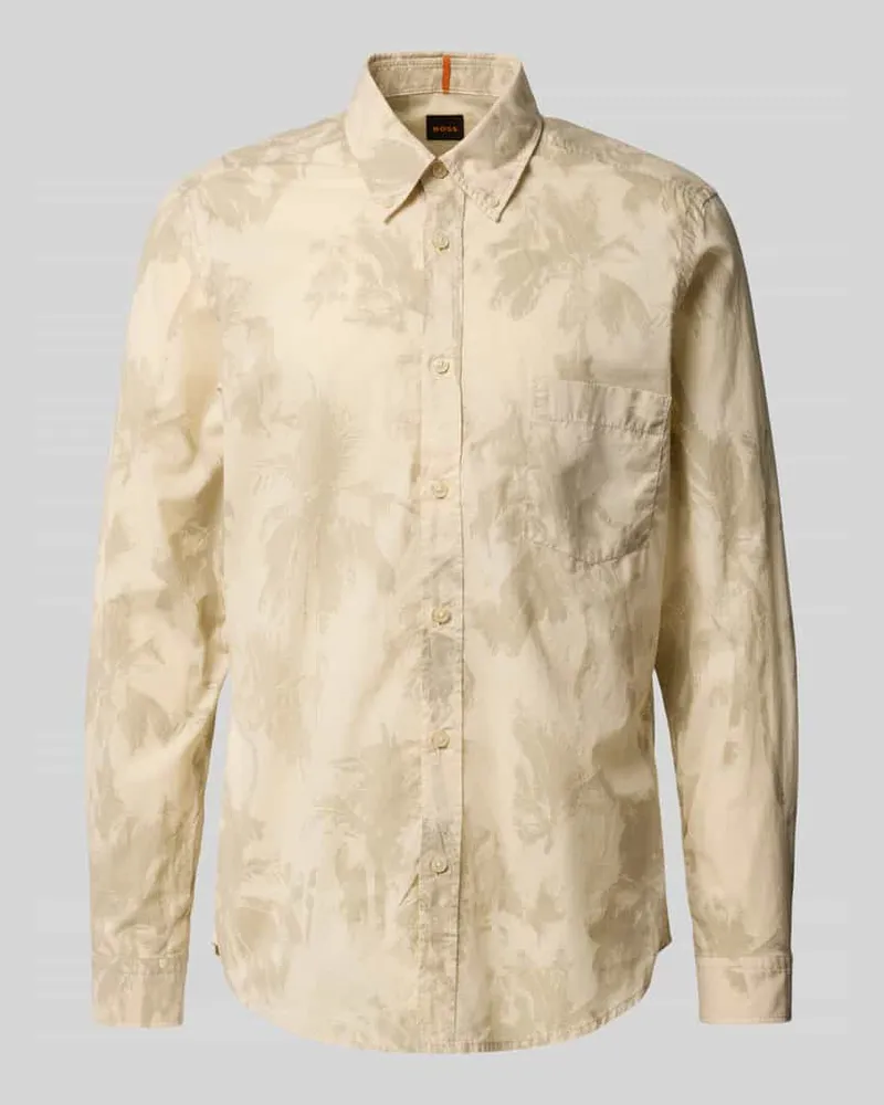 HUGO BOSS Freizeithemd mit Knopfleiste Modell 'Rickert Beige