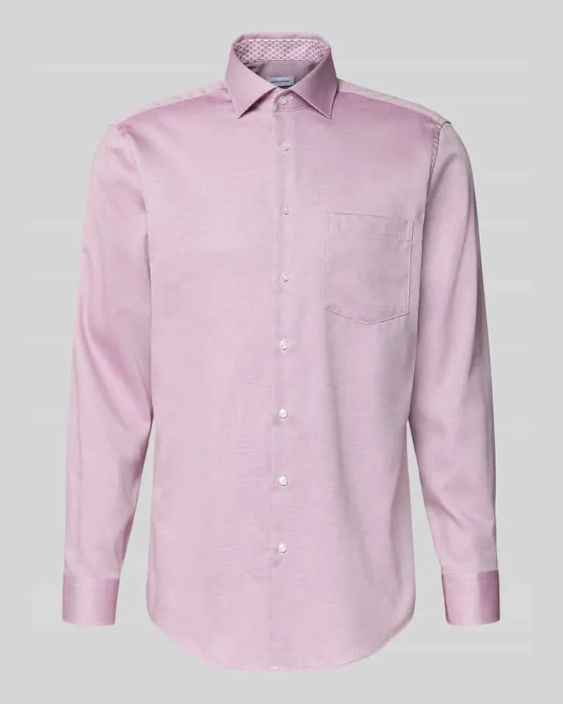 Seidensticker Regular Fit Businesshemd aus Baumwolle mit Kentkragen Fuchsia