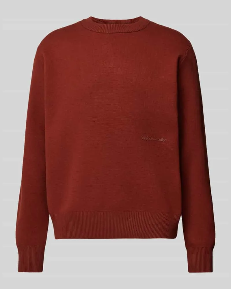 Jack & Jones Strickpullover mit Label-Print Modell 'VESTERBRO Mittelbraun
